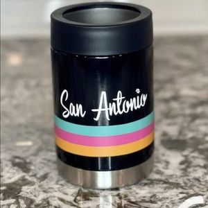 Insulated San Antonio fiesta colors koozie.